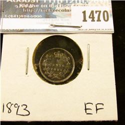 1470 _ 1893 Canada Five Cent Silver, EF.
