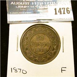 1476 _ 1870 Newfoundland Silver Half Dollar, Fine.