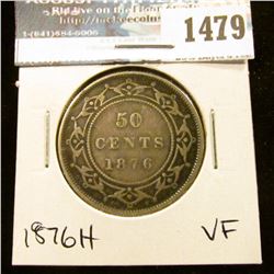 1479 _ 1876H Newfoundland Silver Half Dollar, Very Fine.