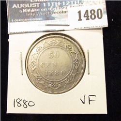 1480 _ 1880 Newfoundland Silver Half Dollar, Very Fine.