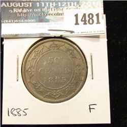 1481 _ 1885 Newfoundland Silver Half Dollar, Fine.