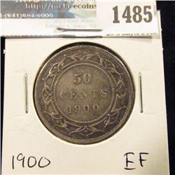 1485 _ 1900 Newfoundland Silver Half Dollar, Extra Fine.