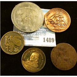 1489 _ Interesting group of tokens and medals: "U.S./Iowa/133", reverse may have had a pin attached;