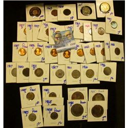 1528 _ Odds And Ends Coin Lot Includes Wheat Cents, Gold Plated Kennedy Half Dollar, 1867 Shield Nic