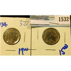 1532 _ 1934 And 1936 Buffalo Nickels