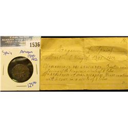 1536 _ Spanish/ Aragon Silver Coin Minted From The 14th Century