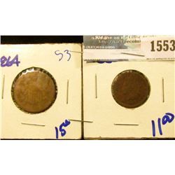 1553 _ 1864 Two Cent Piece And 1865 Indian Head Cent