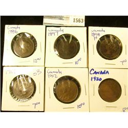1563 _ Canadian Large Cent Lot Includes The Following 1897, 1886, 1901,  1920, 1912, And 1898-H