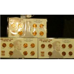 1570 _ (3) Sets Of 7 Varieties 1982 Lincoln Memorial Cents