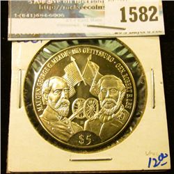 1582 _ Republic Of Liberia Five Dollar Coin Commemorating The Battle Of Gettysburg With General Robe