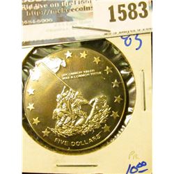 1583 _ Proof Liberia Five Dollar Coin Commemorating The Raising Of The Over Mt Siribachi On The Isla