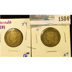 1584 _ 1874-H And 1881 Canadian Silver Quarters