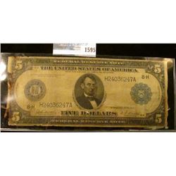 1595 _ Series Of 1914 Five Dollar Horse Blanket Note