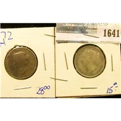 1641 _ 1872-H Canadian Quarter And 1899 Nefoundland Silver Quarter