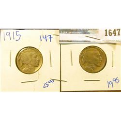 1647 _ 1915 And 1916 Buffalo Nickels With Full Horns On The Buffalo And Full Dates