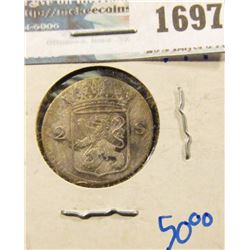 1697 _ Netherland/ Holland Silver 2 Stuvers Coin Dated 1787