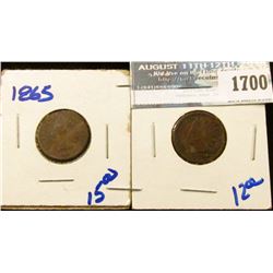 1700 _ 1909 And 1865 Indian Head Cents