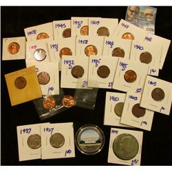 1726 _ Hodgepodge Coin Lot Includes 1971 Ike Dollar, Red Wheat Cents, Two 1909 Wheat Cents, George W