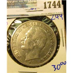 1744 _ German States/ Baden 1911-G Silver Three Mark Coin