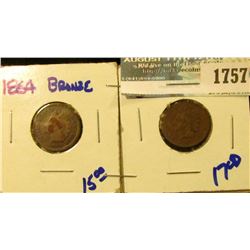 1757 _ 1864 And 1865 Civil War Era Indian Head Cents