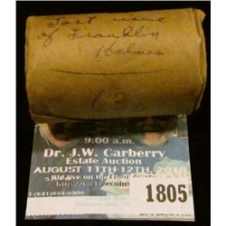 1805 _ 1963 D Original Gem BU Bank wrapped roll of 90% Silver Franklin Half Dollars, (20 pcs.)