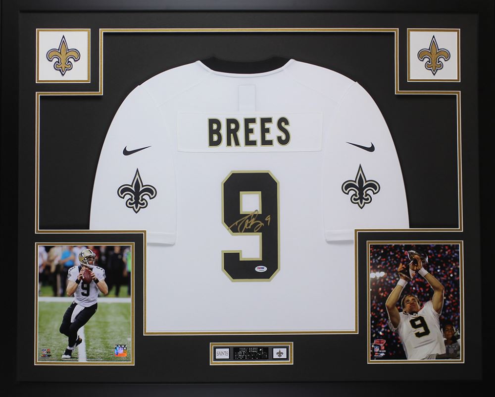 drew brees signed jersey framed