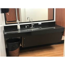 72" X 24" BLACK GRANITE SINGLE SINK COUNTER WITH FAUCET, & SOAP DISPENSER