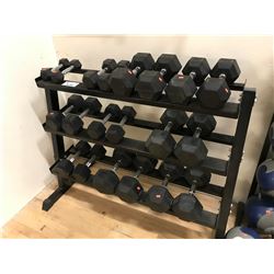 HEAVY DUTY RACK WITH 20 ASSORTED DUMBBELLS