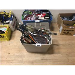 BIN OF BADMINTON/SQUASH/TENNIS RACKETS