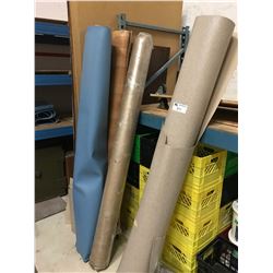 ASSORTED ROLLS OF COMMERCIAL SHOWER FLOORING & POOL FLOORING, HARDWOOD & CARPET