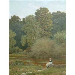 George Dunlop Leslie (1835-1921) oil on canvas Riverside, Wallingford, Berks 51in. x 37in....