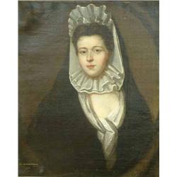 18th Century English School oil on canvas Portrait of Elizabeth, wife of Holt Robert Ward of Walc...