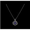 Image 2 : 14KT White Gold 2.50 ctw Tanzanite and Diamond Pendant With Chain