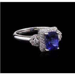 1.74 ctw Tanzanite and Diamond Ring - 14KT White Gold