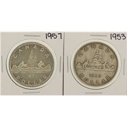 Lot of 1953 & 1957 $1 Canada Silver Dollar Coins