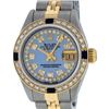 Rolex Ladies 2 Tone Blue Mother Of Pearl Diamond & Sapphire Datejust