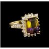 0.98 ctw Ametrine and Diamond Ring - 14KT Yellow Gold