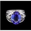 Image 2 : 8.75 ctw Tanzanite and Diamond Ring - 14KT White Gold