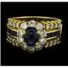Image 1 : 2.16 ctw Sapphire and Diamond Ring - 14-18KT Yellow Gold