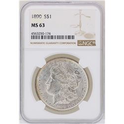 1890 $1 Morgan Silver Dollar Coin NGC MS63
