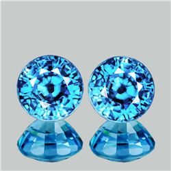 Natural Cambodian Intense Blue Zircon Pair 6.50 MM - FL