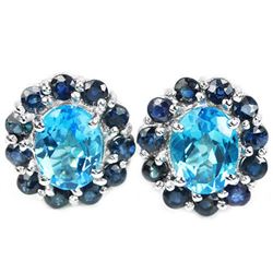 Natural SWISS BLUE TOPAZ & BLUE SAPPHIRE Earrings