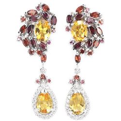 NATURAL CITRINE GARNET RHODOLITE Earrings