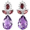 Image 1 : NATURAL AMETHYST RHODOLITE GARNET Earrings