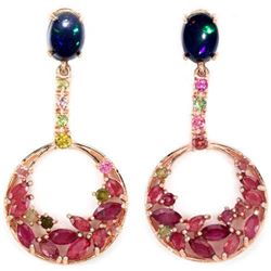 BLACK OPAL RUBY & MULTI COLOR TOURMALINE Earrings