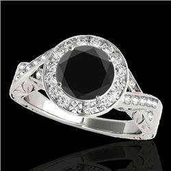 1.75 CTW Certified VS Black Diamond Solitaire Halo Ring 10K White Gold - REF-87T8M - 34525