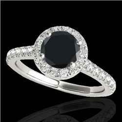 1.7 CTW Certified VS Black Diamond Solitaire Halo Ring 10K White Gold - REF-75Y3K - 33592