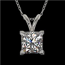 1 CTW Certified VS/SI Quality Princess Diamond Solitaire Necklace 10K White Gold - REF-265N3Y - 3319