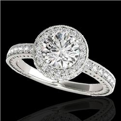 1.51 CTW H-SI/I Certified Diamond Solitaire Halo Ring 10K White Gold - REF-220W2F - 34301