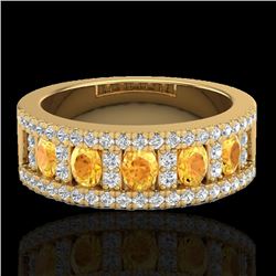 2 CTW Citrine & Micro VS/SI Diamond Inspired Ring 10K Yellow Gold - REF-61X8T - 20823